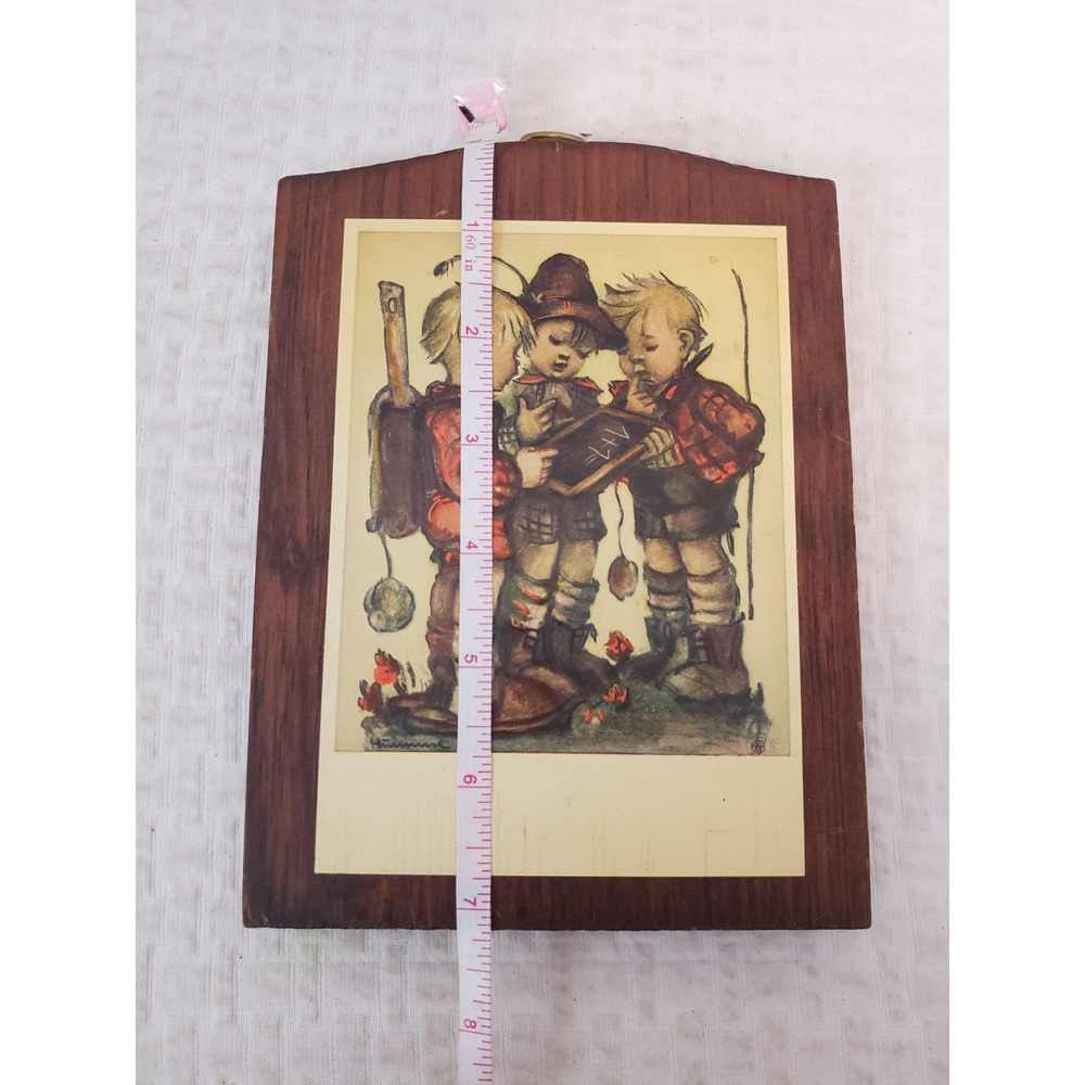 (9) Vintage Hummel Wooden Wall Plaques Boys Math Problem Girls Knitting Lot 2 - Picture 4 of 5